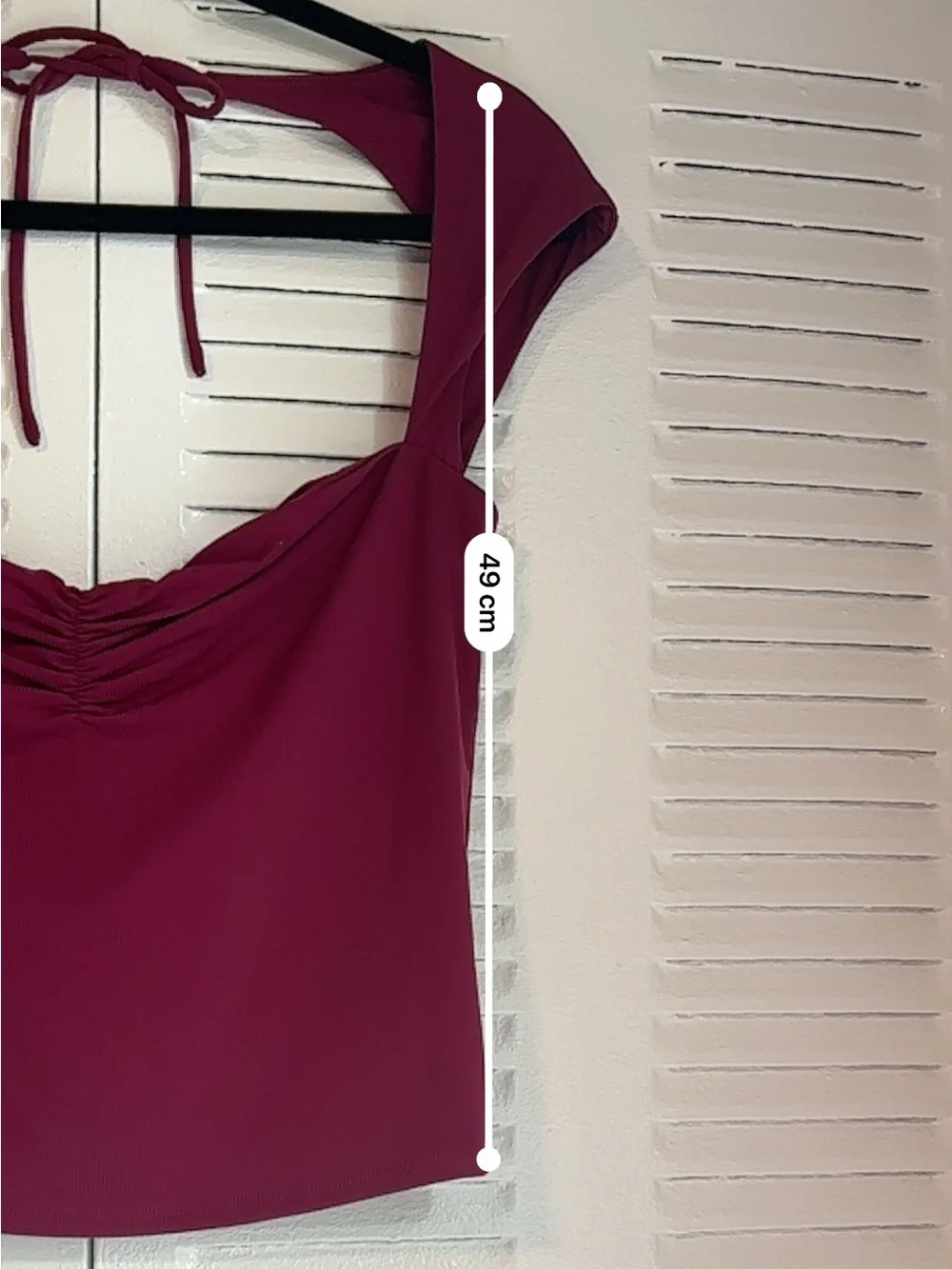 Garage Deep Raspberry Ruched Cap Sleeve Top | Size L - Picture 10 of 10